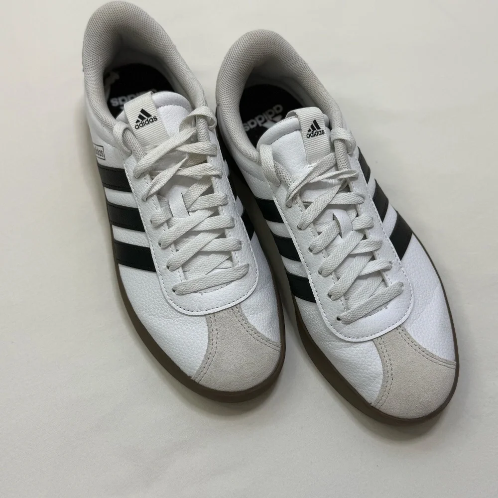 adidas Women's White Black Gum-Soled Low-Top Sneakers